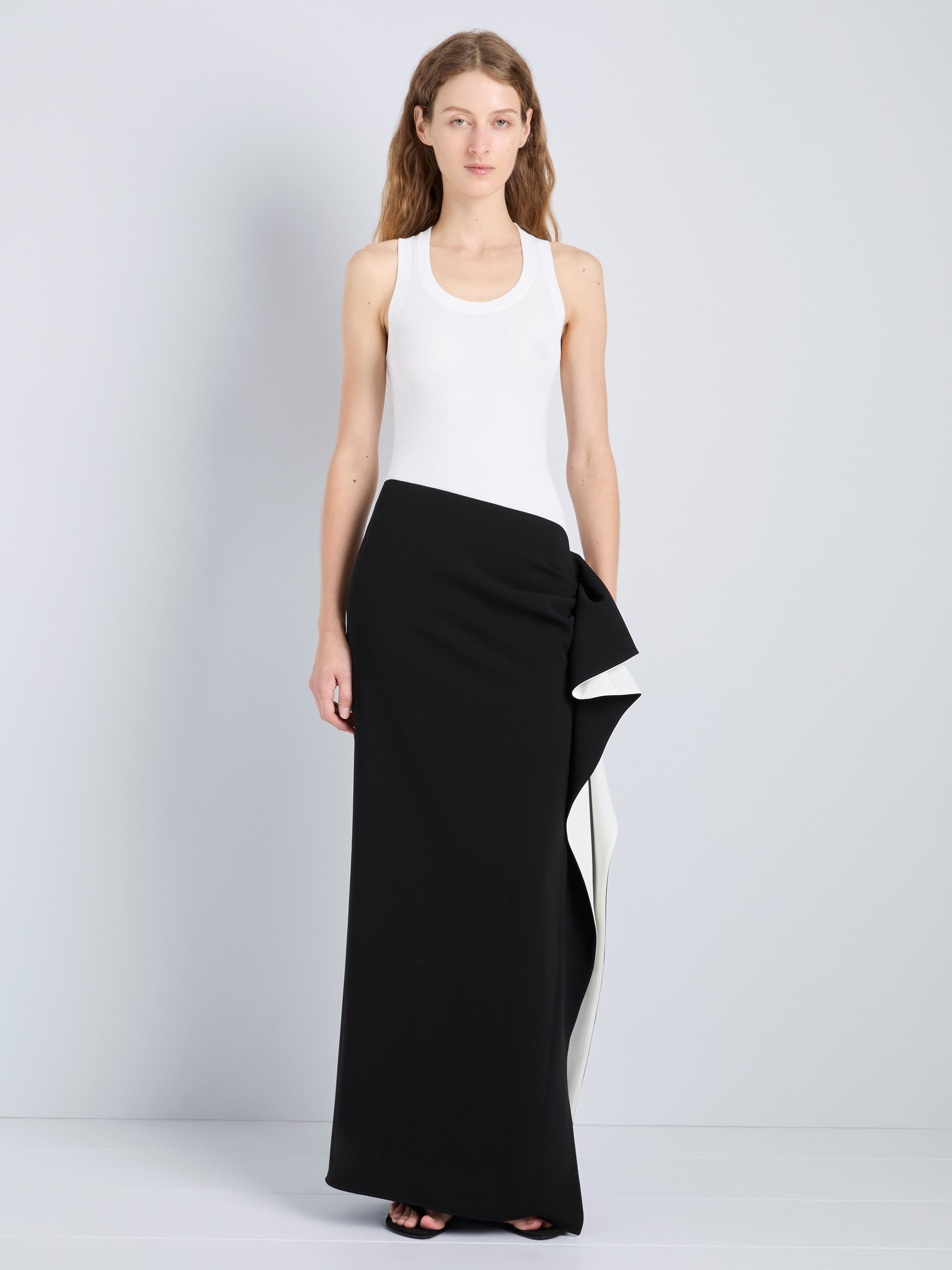 Cella Skirt in Matte Double Crepe - Black/Ivory