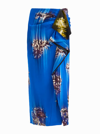 Proenza Schouler Still life image of the Cella Skirt in Double printed Viscose Cady in Cerulean