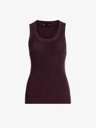 Proenza Schouler Still Life image of Roberts Tank in Matte Viscose Rib in Aubergine 