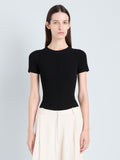 Proenza Schouler Front cropped image of model wearing Sky Top in Matte Viscose Rib in Black