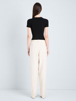Proenza Schouler Back full length image of model wearing Sky Top in Matte Viscose Rib in Black