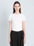 Proenza Schouler Front cropped image of model wearing Sky Top in Matte Viscose Rib in White 
