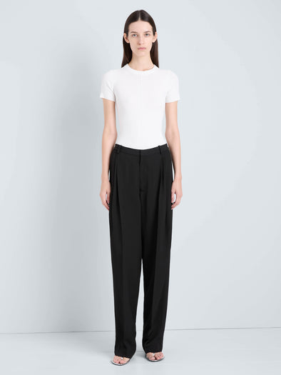 Proenza Schouler Front full length image of model wearing Sky Top in Matte Viscose Rib in White 
