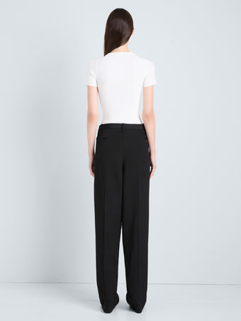 Proenza Schouler Back full length image of model wearing Sky Top in Matte Viscose Rib in White 