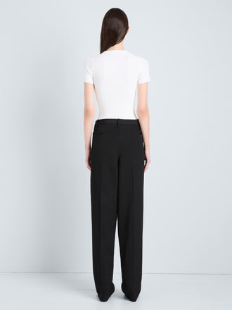 Proenza Schouler Back full length image of model wearing Sky Top in Matte Viscose Rib in White 