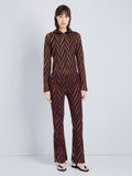 Proenza Schouler Front full length image of model wearing Amelia Pant in Marble Jacquard in Plum Multi