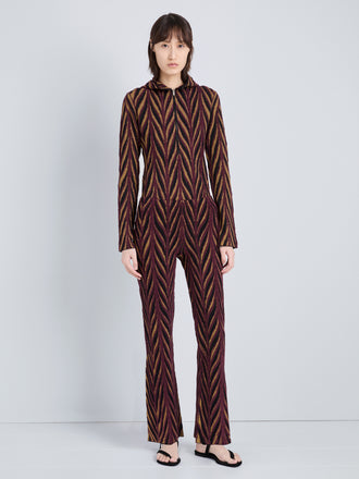 Proenza Schouler Front full length image of model wearing Amelia Pant in Marble Jacquard in Plum Multi