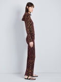 Proenza Schouler Side full length image of model wearing Amelia Pant in Marble Jacquard in Plum Multi