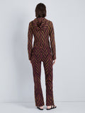 Proenza Schouler Back full length image of model wearing Amelia Pant in Marble Jacquard in Plum Multi