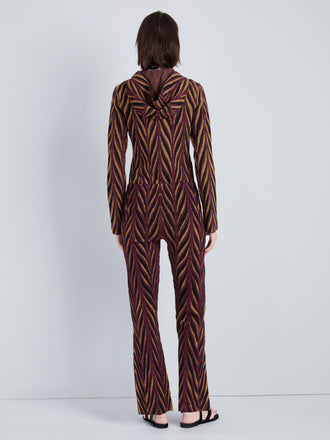 Proenza Schouler Back full length image of model wearing Amelia Pant in Marble Jacquard in Plum Multi
