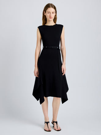 Proenza Schouler Front full length image of model wearing Artemis Dress in Rib Knit in Black