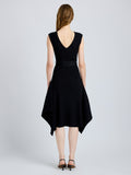 Proenza Schouler Back full length image of model wearing Artemis Dress in Rib Knit in Black