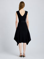 Proenza Schouler Back full length image of model wearing Artemis Dress in Rib Knit in Black