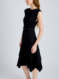 Proenza Schouler Detail image of model wearing Artemis Dress in Rib Knit in Black