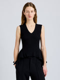 Proenza Schouler Front cropped image of model wearing Eugenie Top in Rib Knit in Black