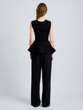 Proenza Schouler Back full length image of model wearing Eugenie Top in Rib Knit in Black