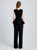 Proenza Schouler Back full length image of model wearing Eugenie Top in Rib Knit in Black