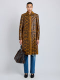 Proenza Schouler Front full length image of model wearing Leticia Coat in Python Print in Gold Multi