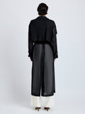 Proenza Schouler Back full length image of model wearing Esha Coat in Sheer Wool in Black