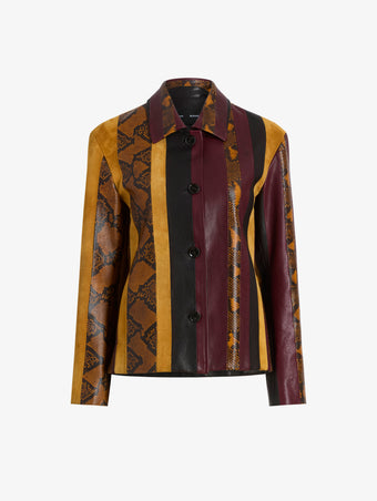 Proenza Schouler Still Life image of Sirine Jacket in Pieced Leather in Gold Multi