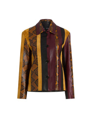 Proenza Schouler Still Life image of Sirine Jacket in Pieced Leather in Gold Multi