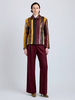 Proenza Schouler Front full length image of model wearing Sukki Jacket in Draped Viscose in Black