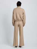 Proenza Schouler Back full length image of model wearing Aviva Jacket in Wool Gabardine in Khaki