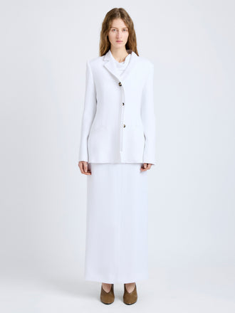 Proenza Schouler Front full length image of model wearing Vioni Jacket in Heavy Sable in White