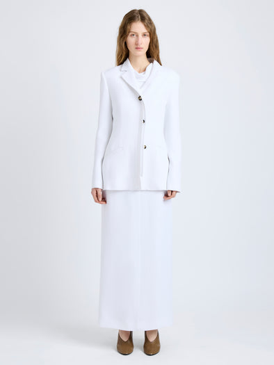 Proenza Schouler Front full length image of model wearing Vioni Jacket in Heavy Sable in White