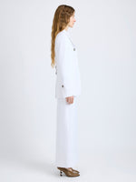 Proenza Schouler Side full length image of model wearing Vioni Jacket in Heavy Sable in White