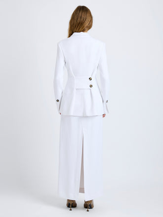 Proenza Schouler Back full length image of model wearing Vioni Jacket in Heavy Sable in White