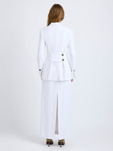 Proenza Schouler Back full length image of model wearing Vioni Jacket in Heavy Sable in White