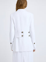 Proenza Schouler Detail image of model wearing Vioni Jacket in Heavy Sable in White