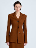 Proenza Schouler Front cropped image of model wearing Vioni Jacket in Heavy Sable in Copper