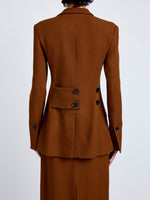 Proenza Schouler Detail image of model wearing Vioni Jacket in Heavy Sable in Copper