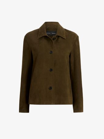 Proenza Schouler Still Life image of Irine Suede Jacket in Cypress