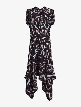 Proenza Schouler Still Life image of Sybella Dress in Metalasse Silk Linen in Black Multi