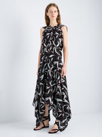 Proenza Schouler Front full length image of model wearing Della Dress in Leather in Pale Yellow