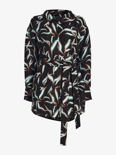 Proenza Schouler Still Life image of Lalia Dress in Metalasse Silk Linen in Black Multi