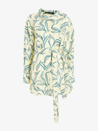 Proenza Schouler Still Life image of Lalia Dress in Metalasse Silk Linen in Pale Yellow Multi