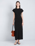 Proenza Schouler Front full length image of model wearing Hilma Dress in Eco Cotton Jersey in Black