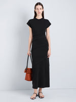 Proenza Schouler Front full length image of model wearing Hilma Dress in Eco Cotton Jersey in Black