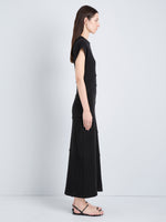 Proenza Schouler Side full length image of model wearing Hilma Dress in Eco Cotton Jersey in Black
