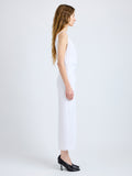 Proenza Schouler Side full length image of model wearing Noema Dress in Heavy Sable in White