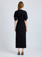 Proenza Schouler Back full length image of model wearing Clarissa Dress in Bi-Stretch Cotton Nylon in Black
