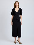 Proenza Schouler Front full length image of model wearing Clarissa Dress in Bi-Stretch Cotton Nylon in Black