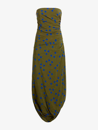Proenza Schouler Still Life image of Nayara Dress in Printed Dot Stetch Viscose in Fatigue Multi