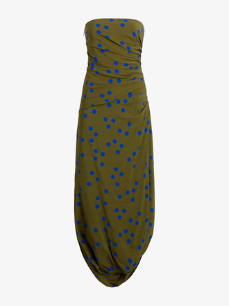 Proenza Schouler Still Life image of Nayara Dress in Printed Dot Stetch Viscose in Fatigue Multi
