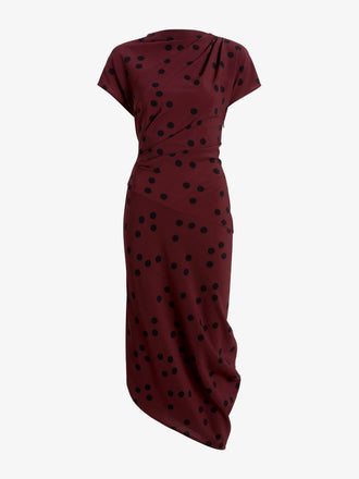 Proenza Schouler Still Life image of Ren Dress in Printed Dot Stretch Vicose in Espresso Multi