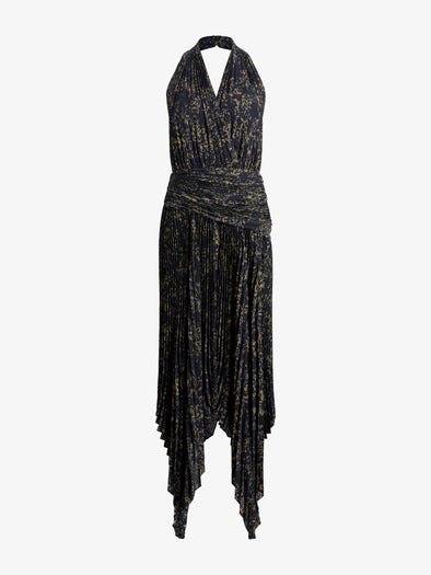 Proenza Schouler Still Life image of Paulina Dress in Pleated Georgette in Black Multi